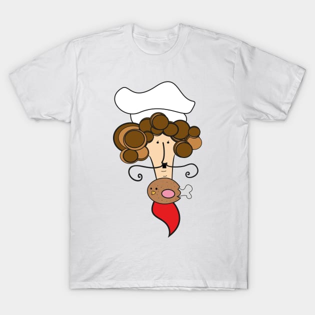 Chef with Fried Chicken Thigh Tie T-Shirt by Neginmf